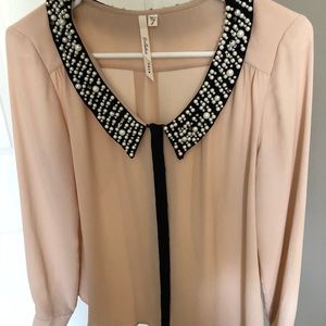 Pearl detail collar blouse
